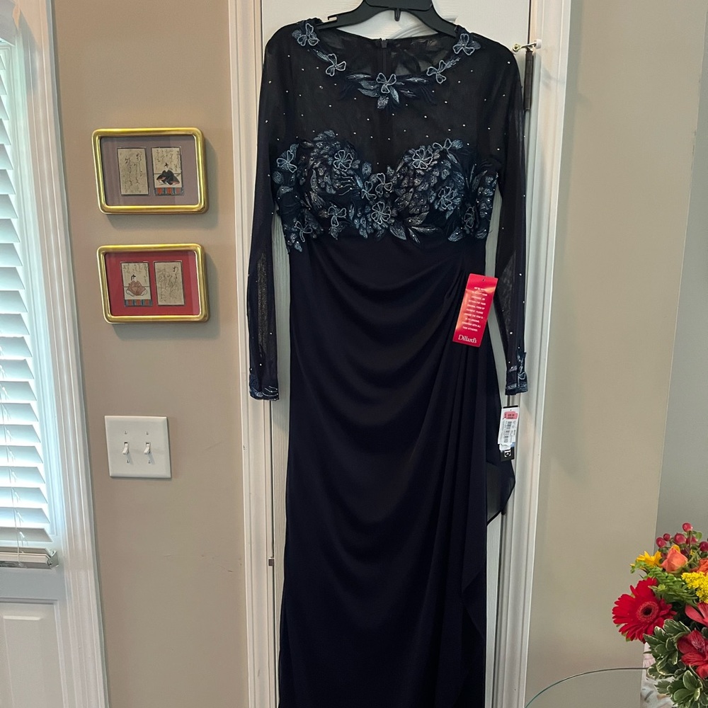 NWT. Navy blue, beautiful gown